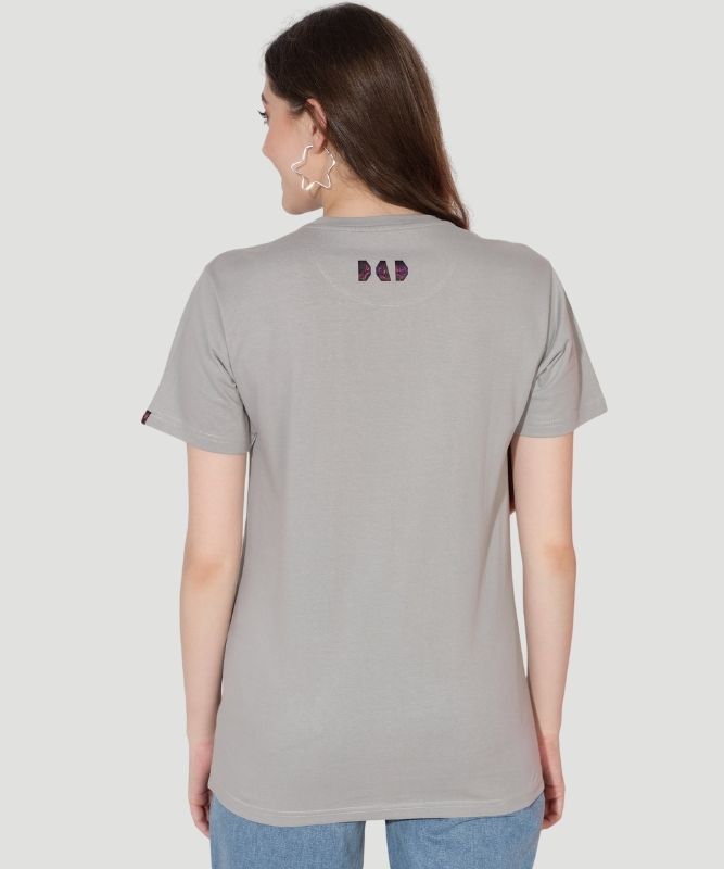 Women's Grey Graphic Print Half Sleeves Regular Fit T-Shirt