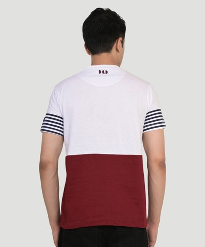 Men Colorblock Crew Neck Pure Cotton Multicolor T-Shirt