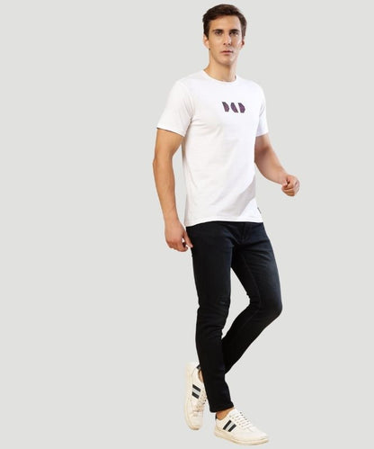 Men's White Solid Half Sleeves Regular Fit T-Shirt